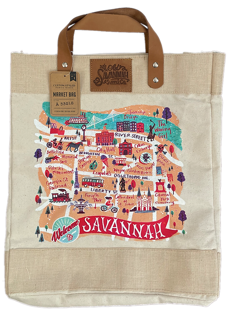 Savannah Map Canvas Tote