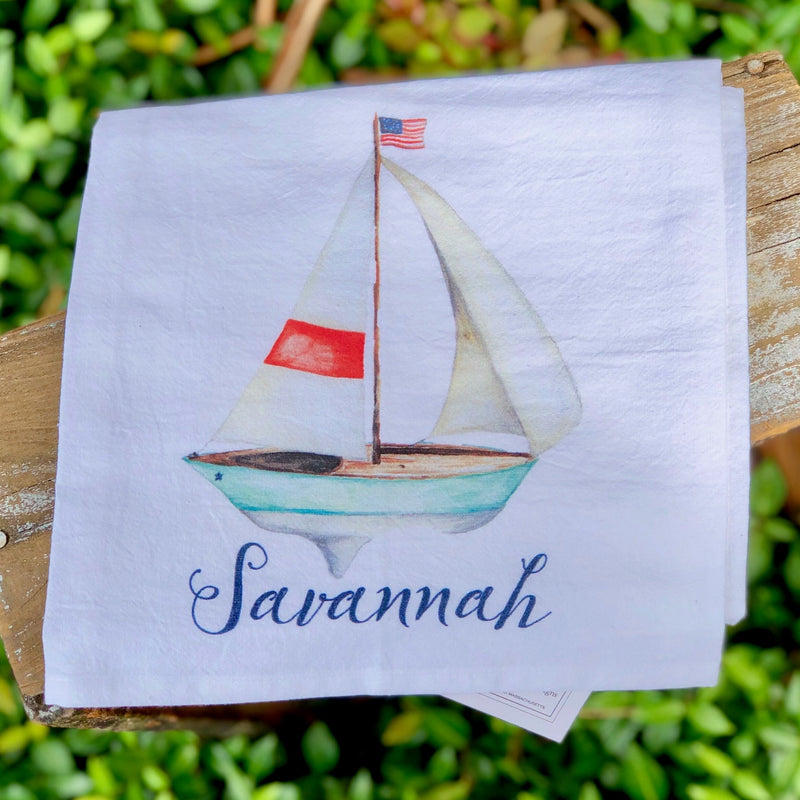 Savannah Sailboat Tea Towel