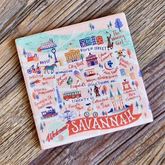 Savannah Map Stone Coaster