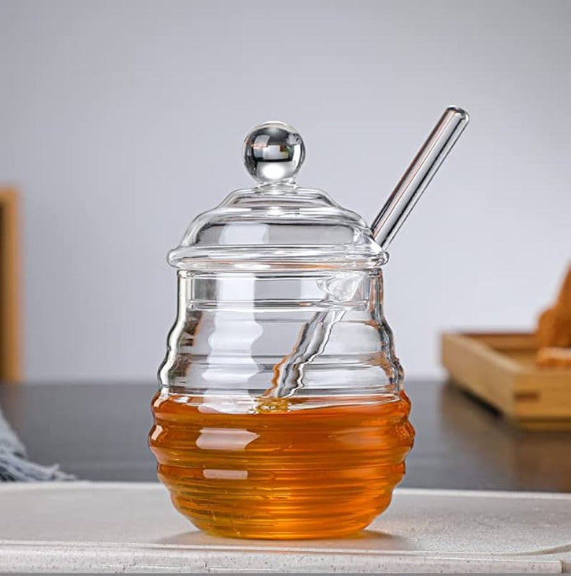Clear Glass Honey Pot