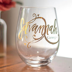 Gold Savannah Stemless Wine Glass