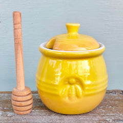 Yellow Bee Honey Pot & Dipper